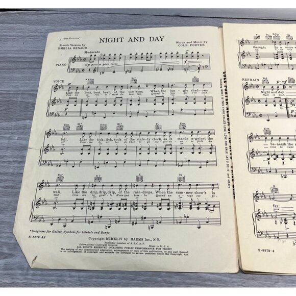 Night and Day Vintage Piano Sheet Music from Gay Divorcee Cole Porter 40s - Picture 2 of 6